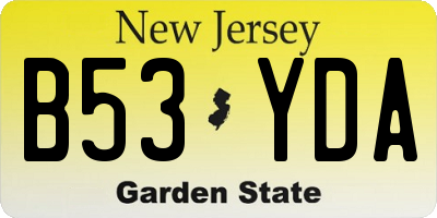 NJ license plate B53YDA