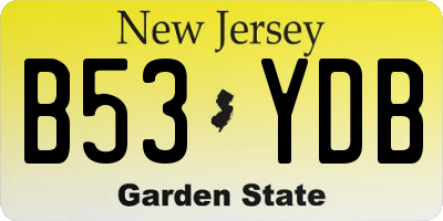 NJ license plate B53YDB