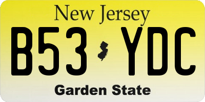 NJ license plate B53YDC