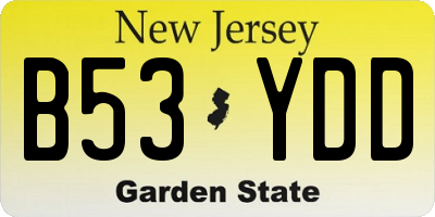 NJ license plate B53YDD