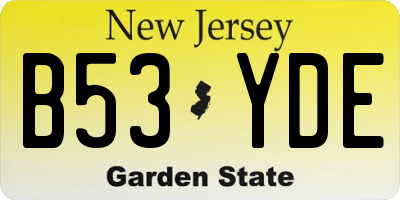 NJ license plate B53YDE