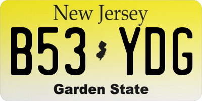 NJ license plate B53YDG