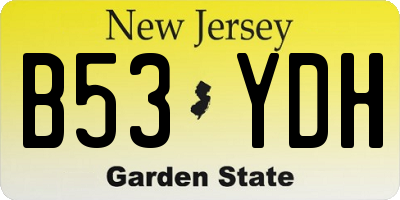 NJ license plate B53YDH