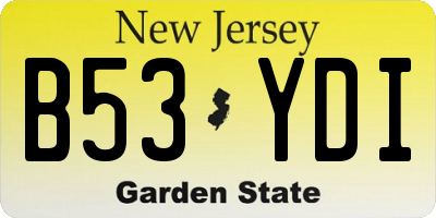 NJ license plate B53YDI