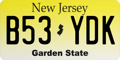NJ license plate B53YDK