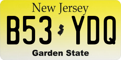 NJ license plate B53YDQ