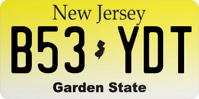NJ license plate B53YDT