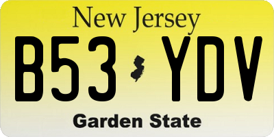 NJ license plate B53YDV