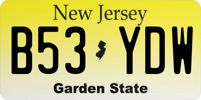 NJ license plate B53YDW