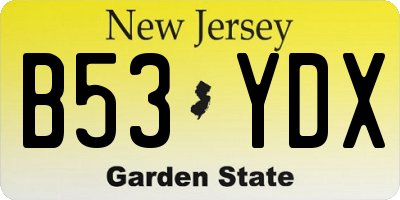 NJ license plate B53YDX