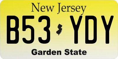NJ license plate B53YDY