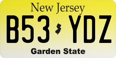 NJ license plate B53YDZ