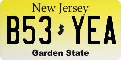 NJ license plate B53YEA
