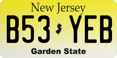 NJ license plate B53YEB