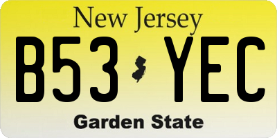 NJ license plate B53YEC