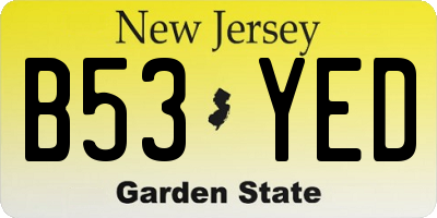 NJ license plate B53YED