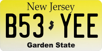 NJ license plate B53YEE