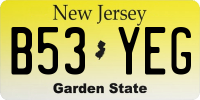 NJ license plate B53YEG