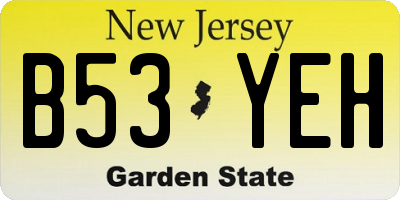 NJ license plate B53YEH