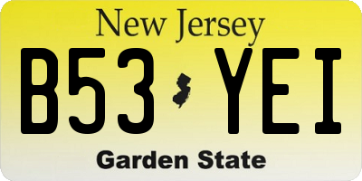 NJ license plate B53YEI