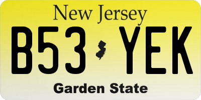 NJ license plate B53YEK