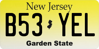 NJ license plate B53YEL