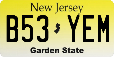 NJ license plate B53YEM