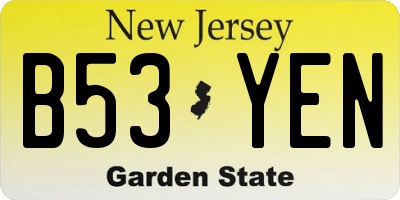 NJ license plate B53YEN