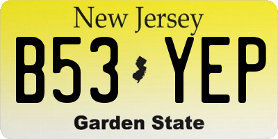 NJ license plate B53YEP