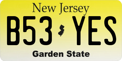 NJ license plate B53YES