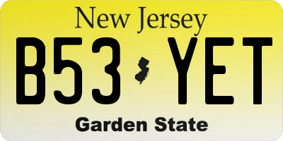 NJ license plate B53YET