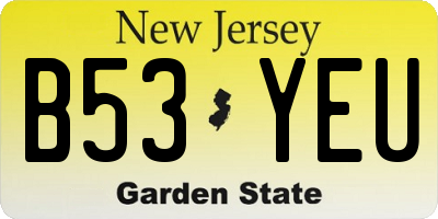 NJ license plate B53YEU
