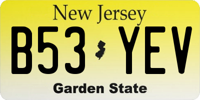 NJ license plate B53YEV