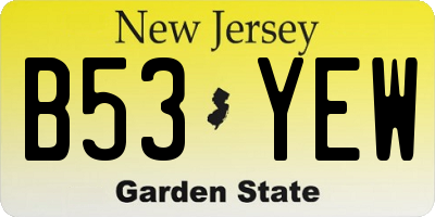 NJ license plate B53YEW
