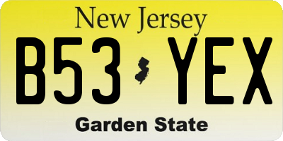 NJ license plate B53YEX