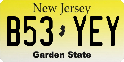 NJ license plate B53YEY