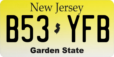 NJ license plate B53YFB