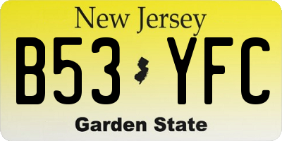 NJ license plate B53YFC