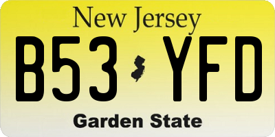 NJ license plate B53YFD