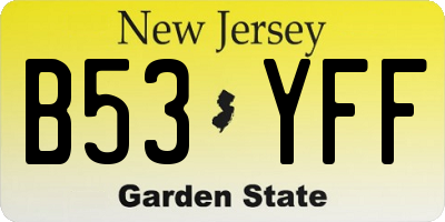 NJ license plate B53YFF
