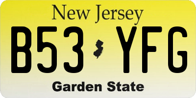 NJ license plate B53YFG