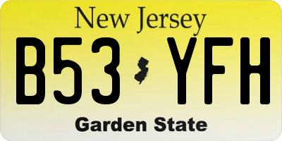 NJ license plate B53YFH