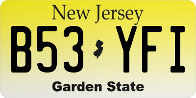NJ license plate B53YFI