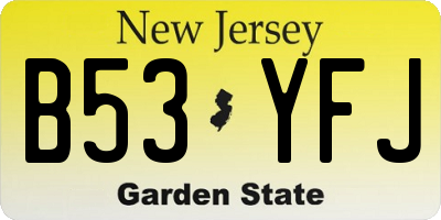 NJ license plate B53YFJ