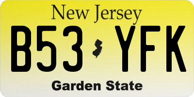NJ license plate B53YFK