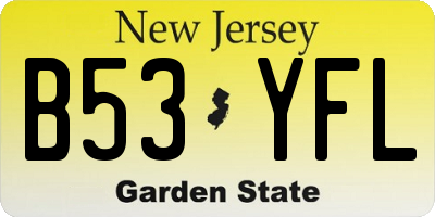 NJ license plate B53YFL
