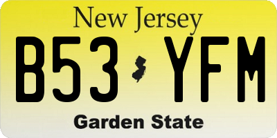 NJ license plate B53YFM