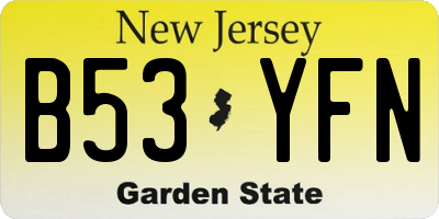 NJ license plate B53YFN