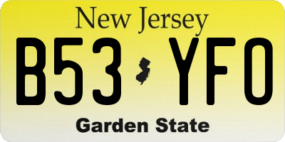 NJ license plate B53YFO