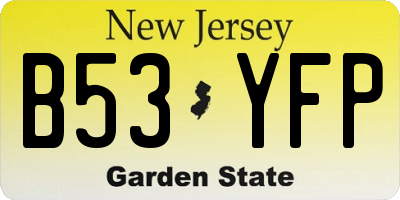 NJ license plate B53YFP